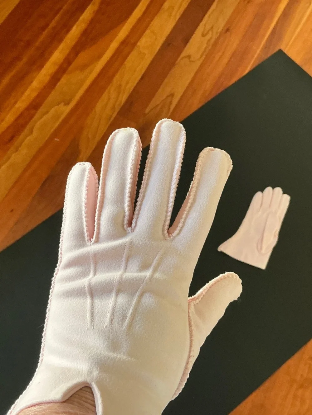 VTG 1950s Shalimar Pink Cotton Dress Gloves Shorties Double Knit Size 6.5